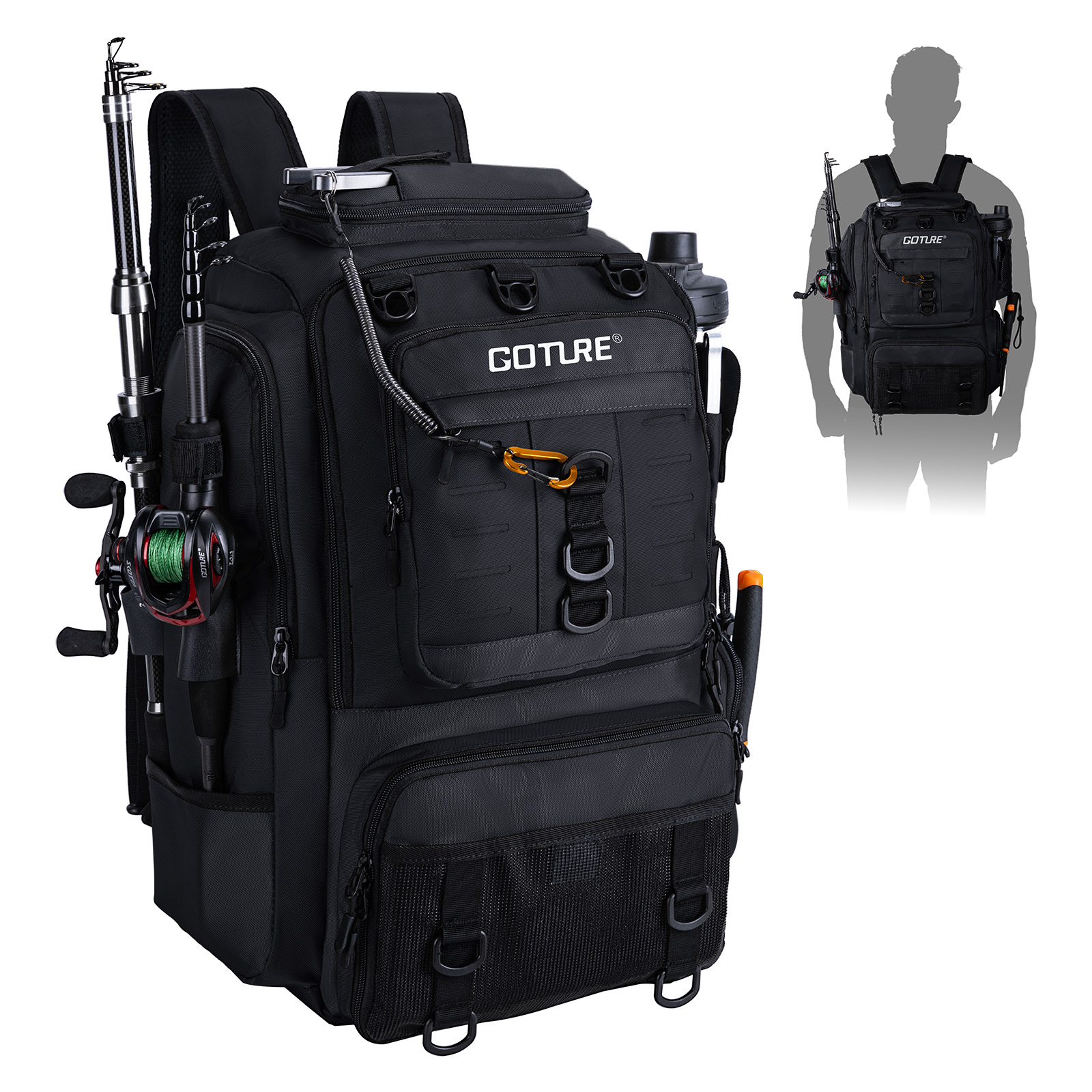 Backpack Insert Organizer - Goture Visserijtas met hengelhouders Borsttas Visgerei