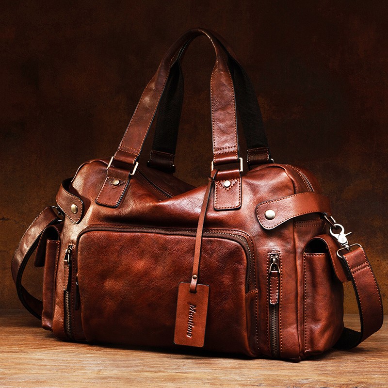 Leather Backpack Vintage - Vintage plantaardig gelooid leer gum herentas,