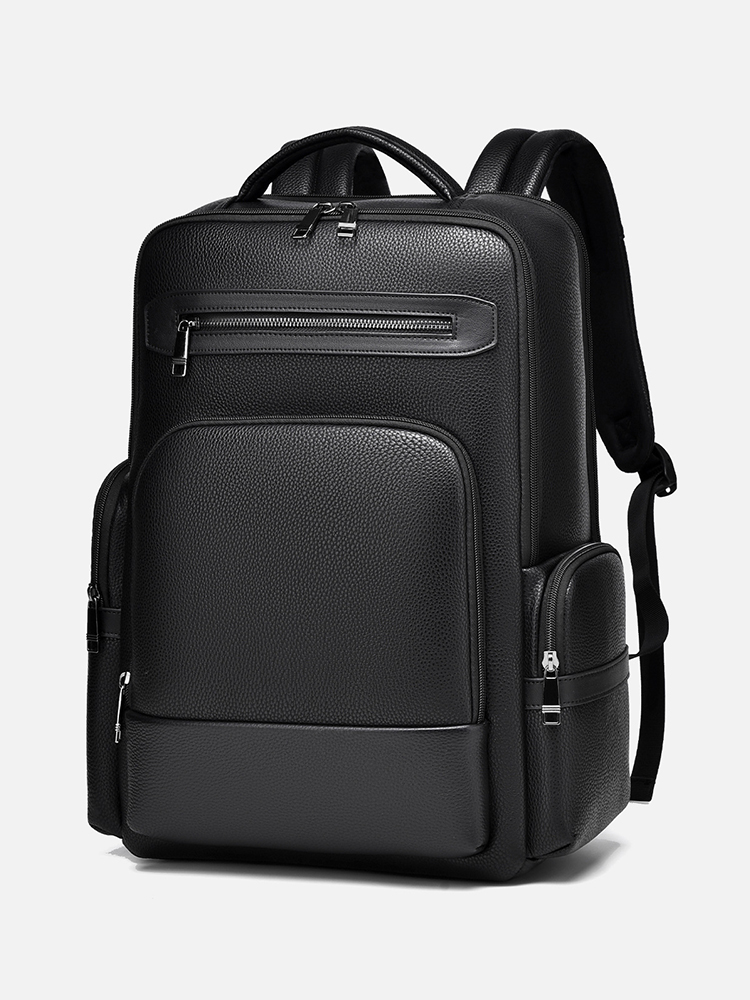 Laptop Backpack 15.6 - Herenmode Rugzak PU-leer Satchel Aktetas Reizen