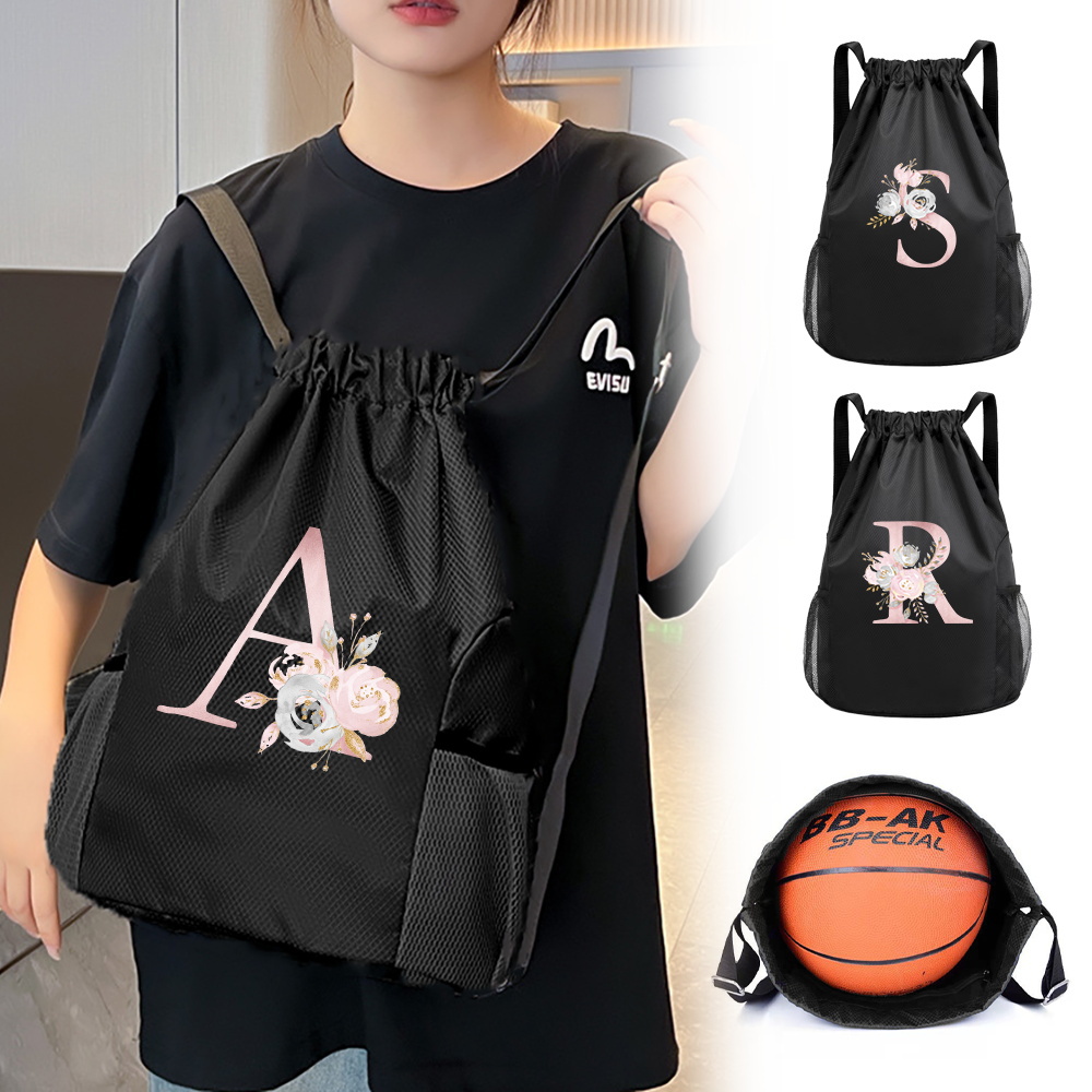 Drawstring Gym Bag - Zwarte tas met trekkoord, sportrugzak, waterdichte