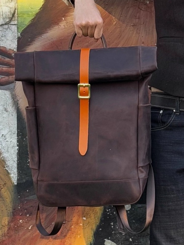Grote capaciteit heren rugzak  - Leather Backpack Vintage recensie en prijs