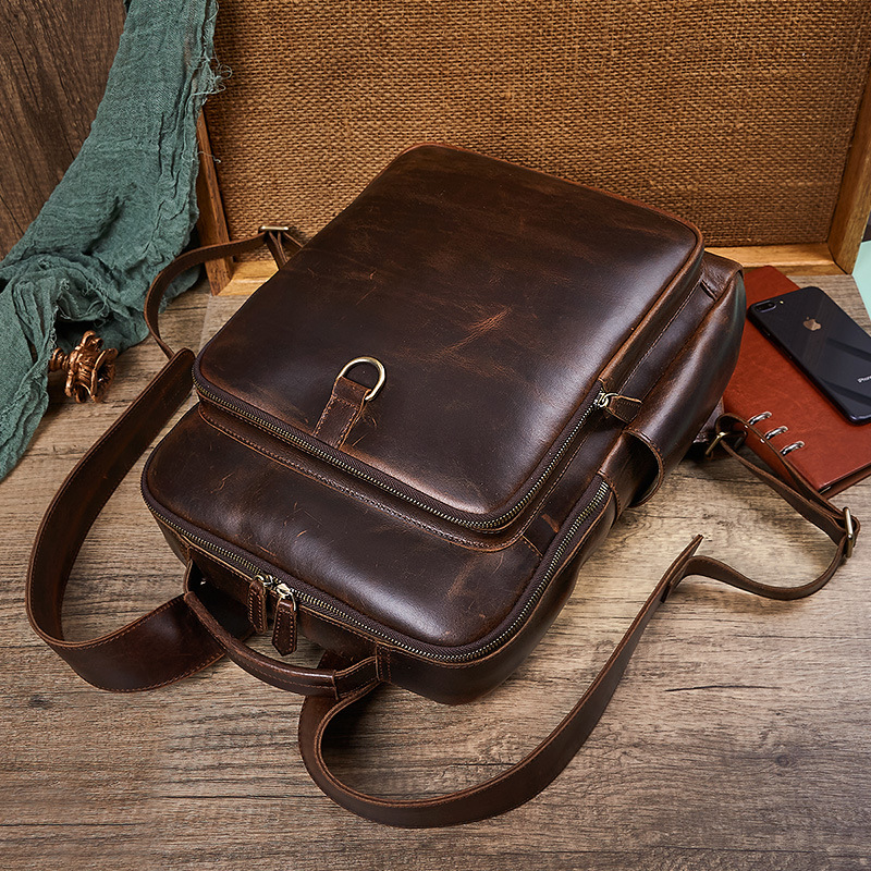 Leren laptoptas voor heren van - Leather Backpack Vintage recensie en prijs