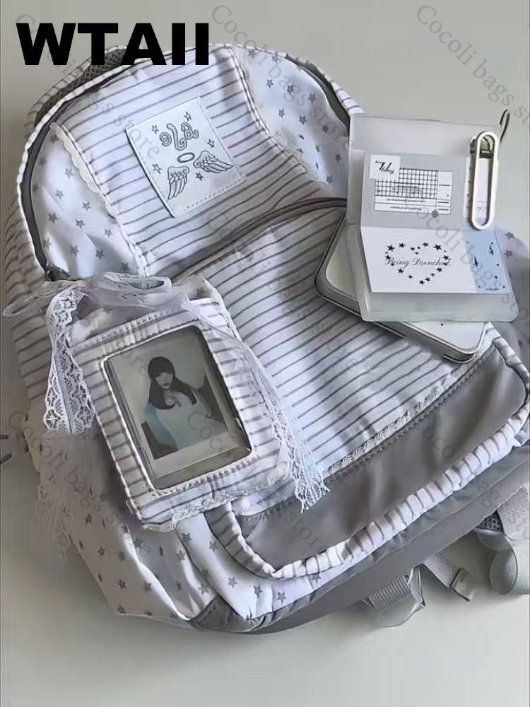 Mode Gestreepte Dot Decor Back - Canvas Backpack Casual recensie en prijs