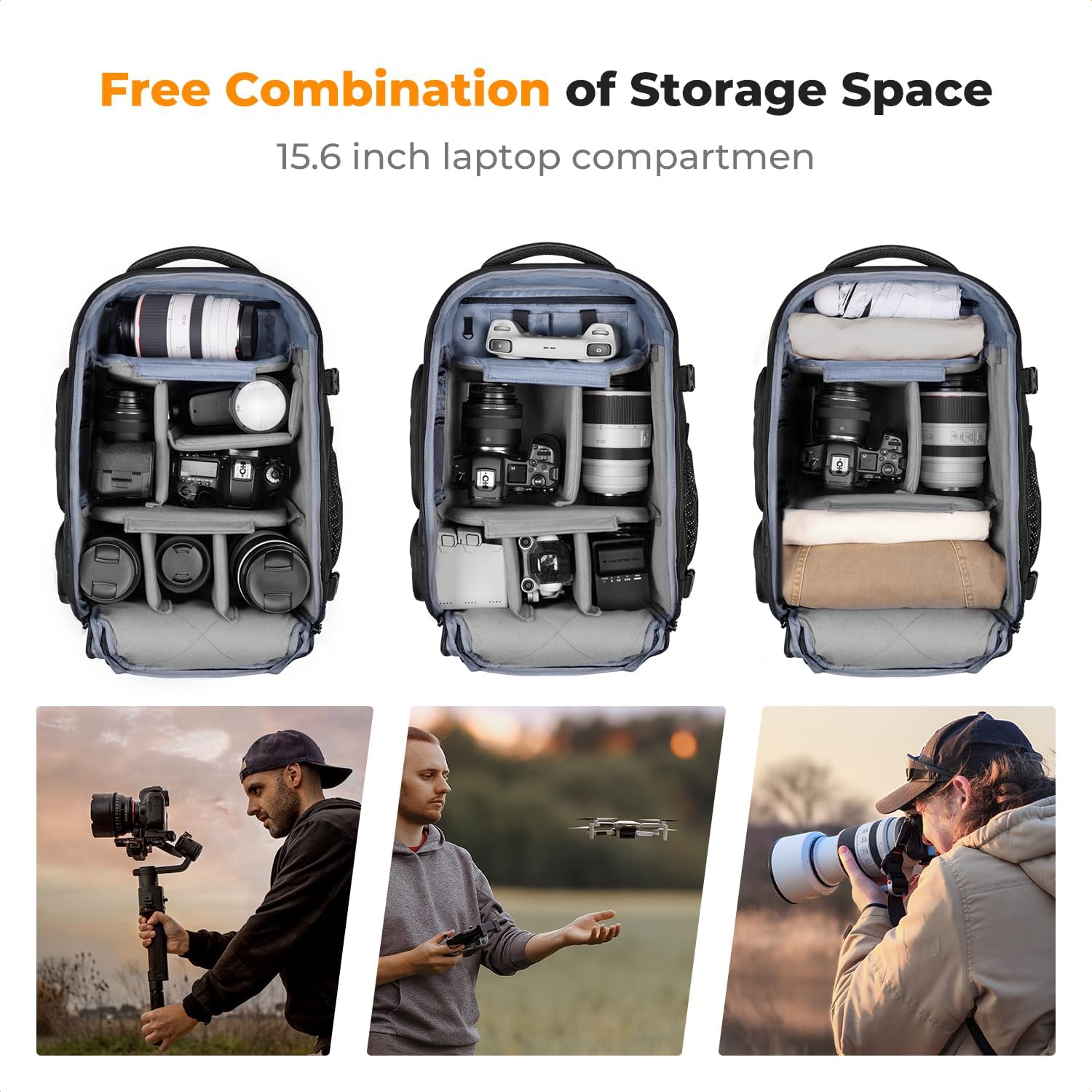 K&F CONCEPT Cameratas, 25L Gro - Laptop Backpack 15.6 recensie en prijs