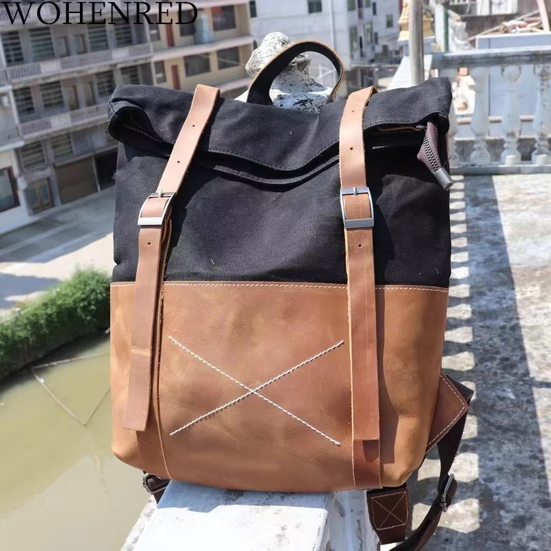 Mode herenrugzak van gewaxt ca - Leather Backpack Vintage recensie en prijs