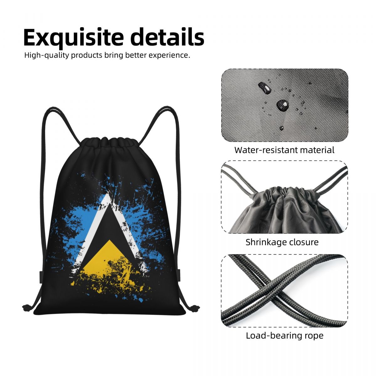 Saint Lucia Landvlag Aquarel T - Drawstring Gym Bag recensie en prijs