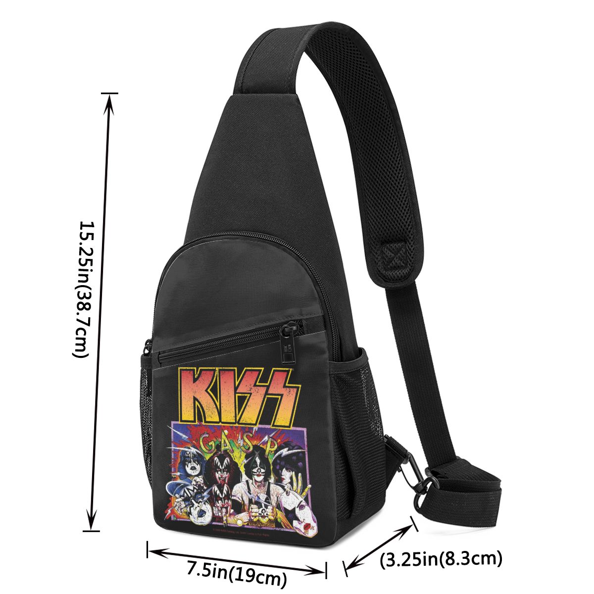 Rock Roll Band Kiss Cat Borstt - Sling Backpack Shoulder recensie en prijs
