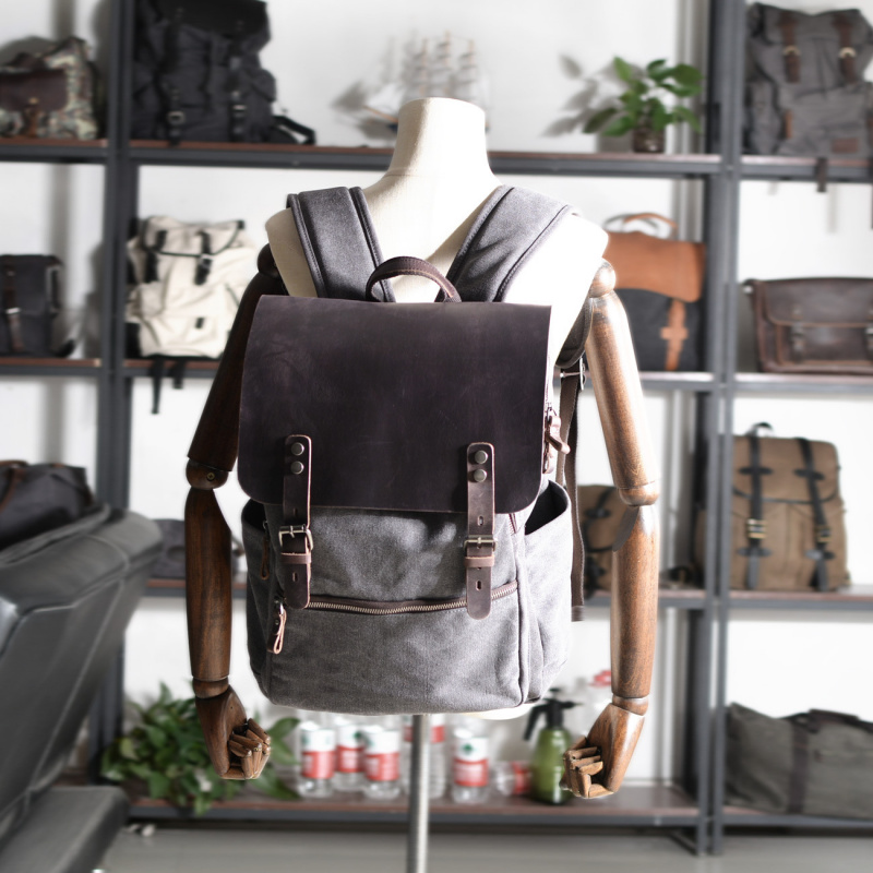 Retro herenrugzak, dubbele sch - Canvas Backpack Casual recensie en prijs